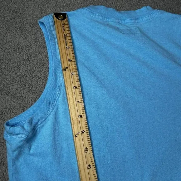 MOTHER Shirt Womens M Blue The Mock 10 Tee Mock Neck Sleeveless Pocket Cotton - Picture 8 of 9